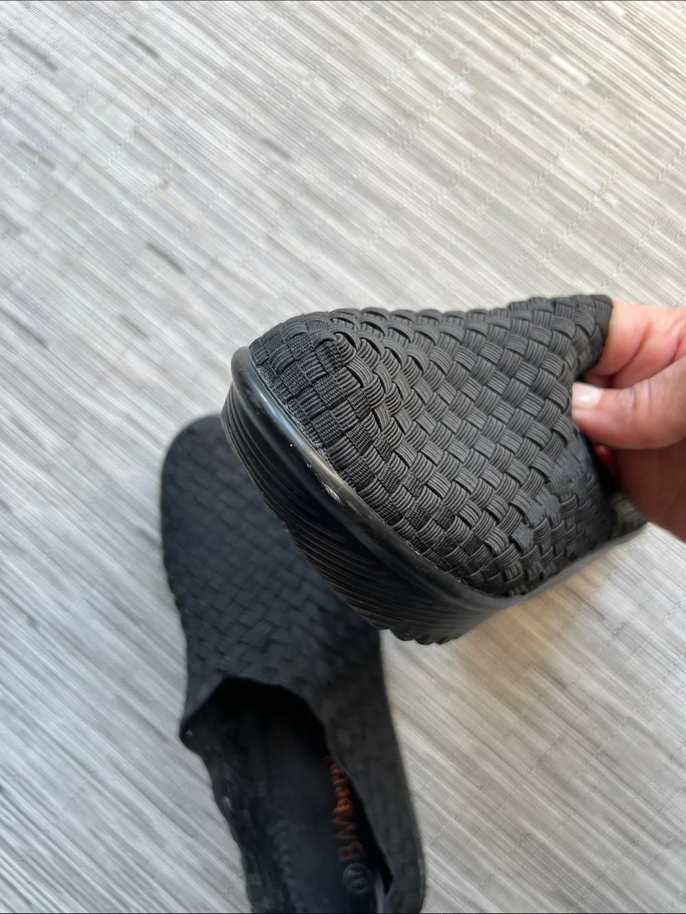 Bernie Mev Black Woven Elastic Slip-On Wedges- Size 37 / US 6.5-7